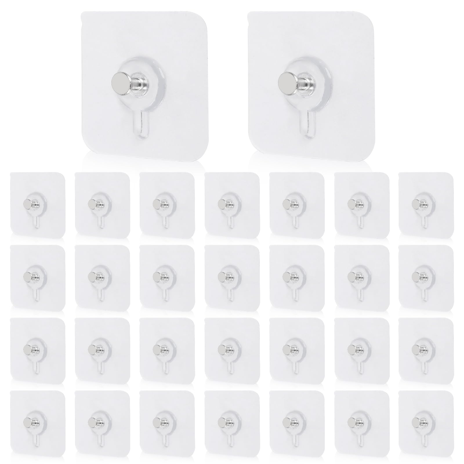 Photo 1 of 30 Pcs Self Adhesive Wall Hooks No Drill Hooks for Hanging, No-Trace Sticker Frame Hangers Without Nails for Mount Wall Shelf, Bathroom, Heavy Duty Adhesive Wall Hooks for Kitchen