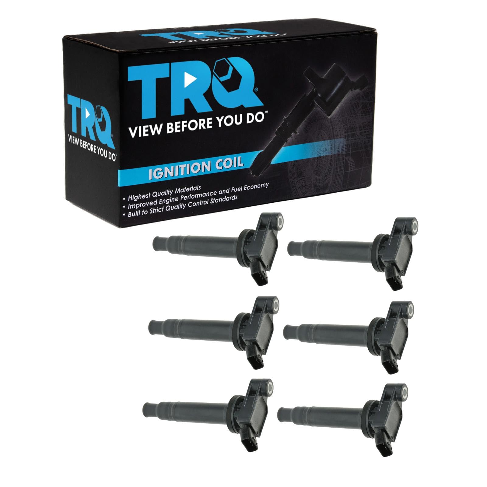 TRQ Ignition Coil Set 6 Piece Compatible with 99-03 Lexus ES300 RX300 04-06 ES330 RX330 06-08 RX400h 00-04 Toyota Avalon 02-06 Camry 01-08 Highlander 01-06 Sienna 04-08 Solara