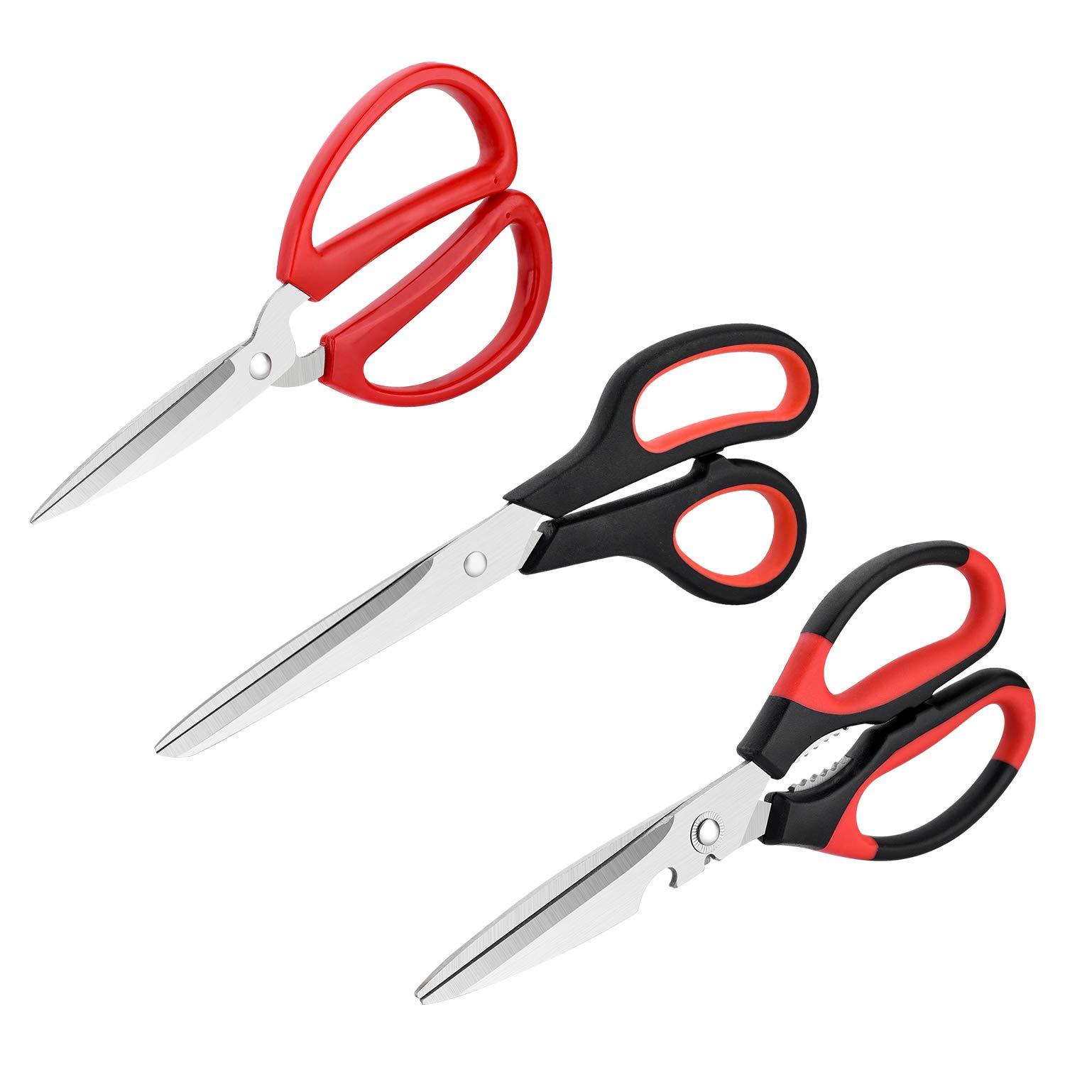 Kitchen Scissors,Kitchen Shears,Office Scissors,3-Pack Food Scissors, Multipurpose Stainless Steel Sharp Cooking Scissors for Chicken, Poultry, Fish, Meat, Herbs