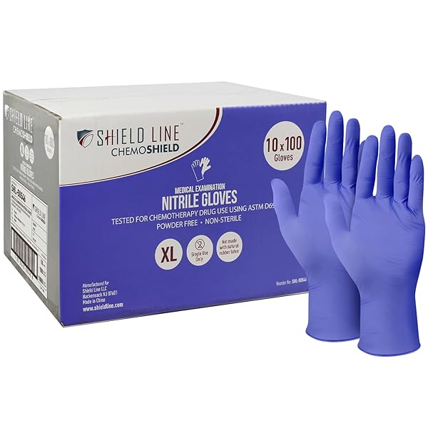 SHIELD LINE NITRILE MEDICAL EXAMINATION GLOVES – CHEMOTHERAPY-RATED...