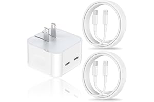 KITMINUN iPhone Fast Charger,[Apple MFi Certified] 35W Dual USB-C Port Block,USB C Wall Charger Plug with 2Pack 6FT USB-C to Lightning Charging Cable Cord for iPhone 14 Pro Max/14 Plus/13 Pro/12 Mini/11,iPad