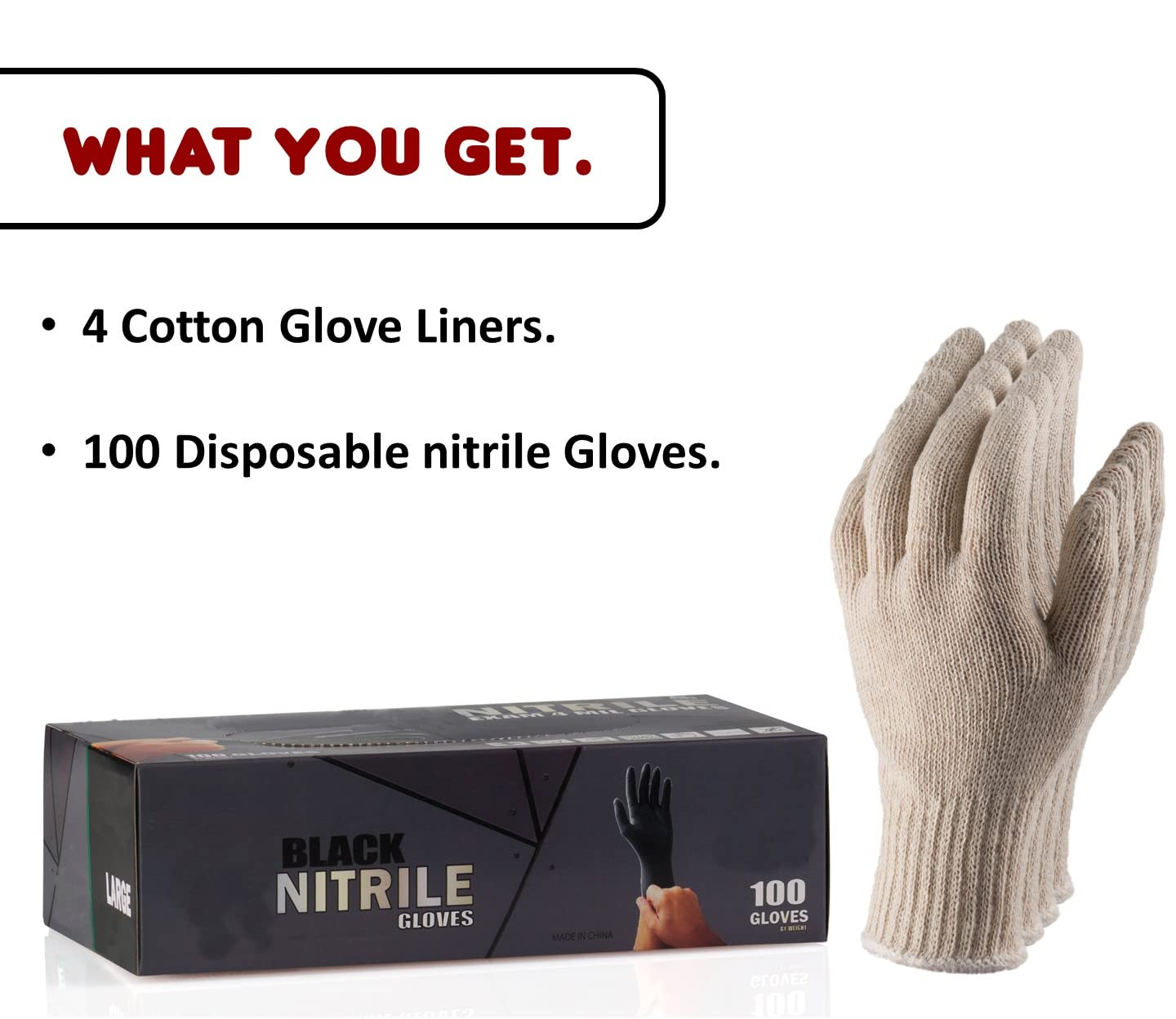 Nechtik BBQ Gloves disposable 4 Cotton Glove Liners and 100 Disposable Gloves Meat Gloves
