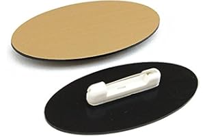ALL QUALITY Oval Name Badge Blanks with Pin - 10 Pack (Brushed Gold)
