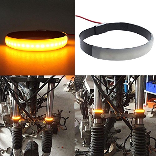 Niome 2Pcs Motorcycle Fork Turn Signals Light Amber LED Strips Motorbike Indicator Lamp