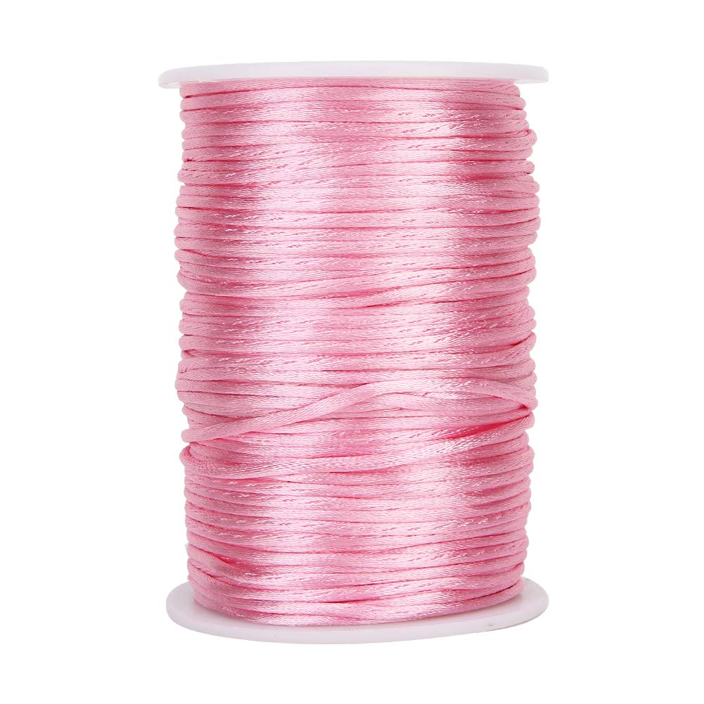 6.5cm Satin Cord Bracelet Durable Nylon Satin Cord Chinese Knotting Decoration Wire for Jewelry Making Bracelet Beading Thread(Pink)