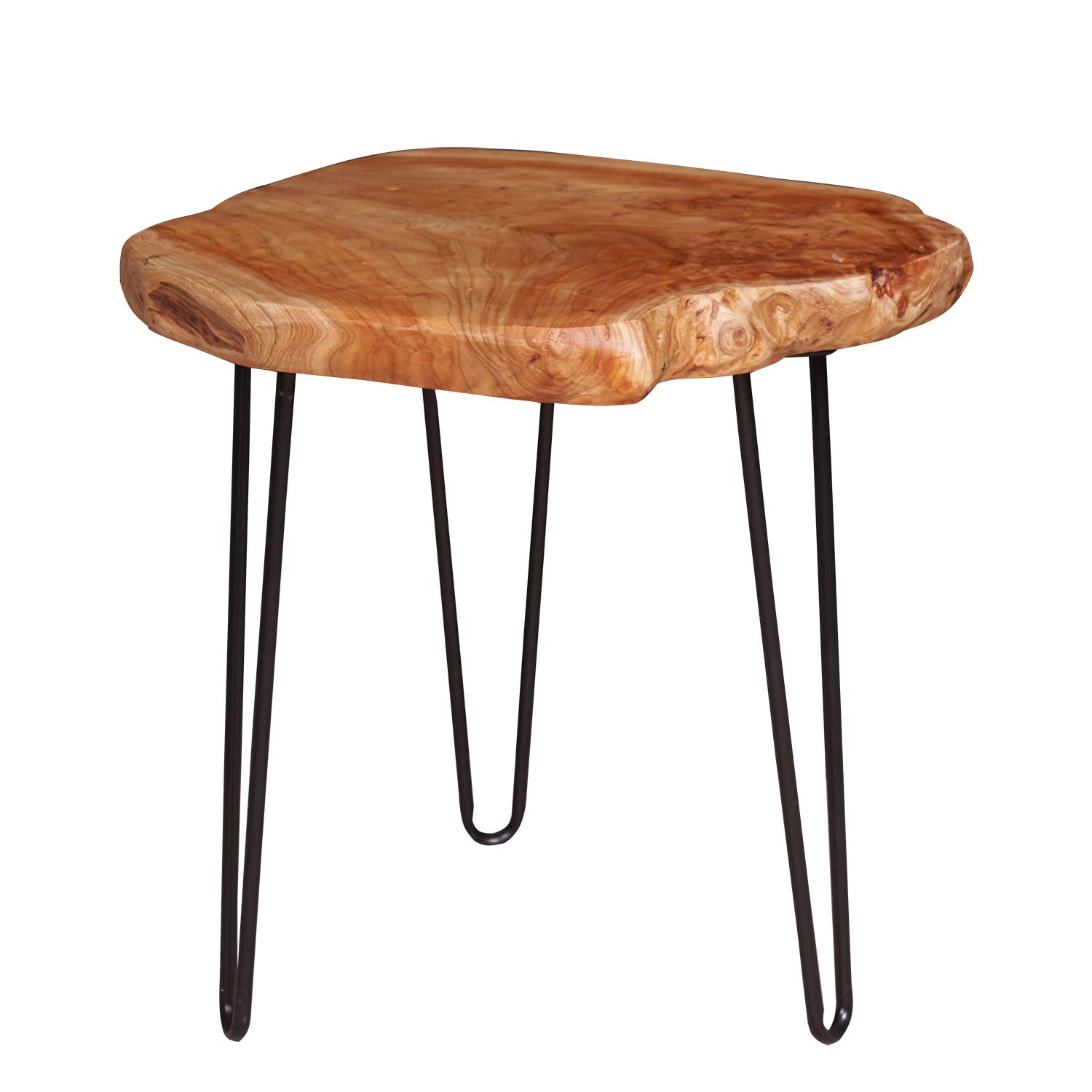NXN-HOME Natural Edge Side Table, Live Edge End Table with 3 Hairpin Legs, Nightstand Plant Stand for Bedroom and Living Room(15.5" L x 14.5" W x 16" T.)