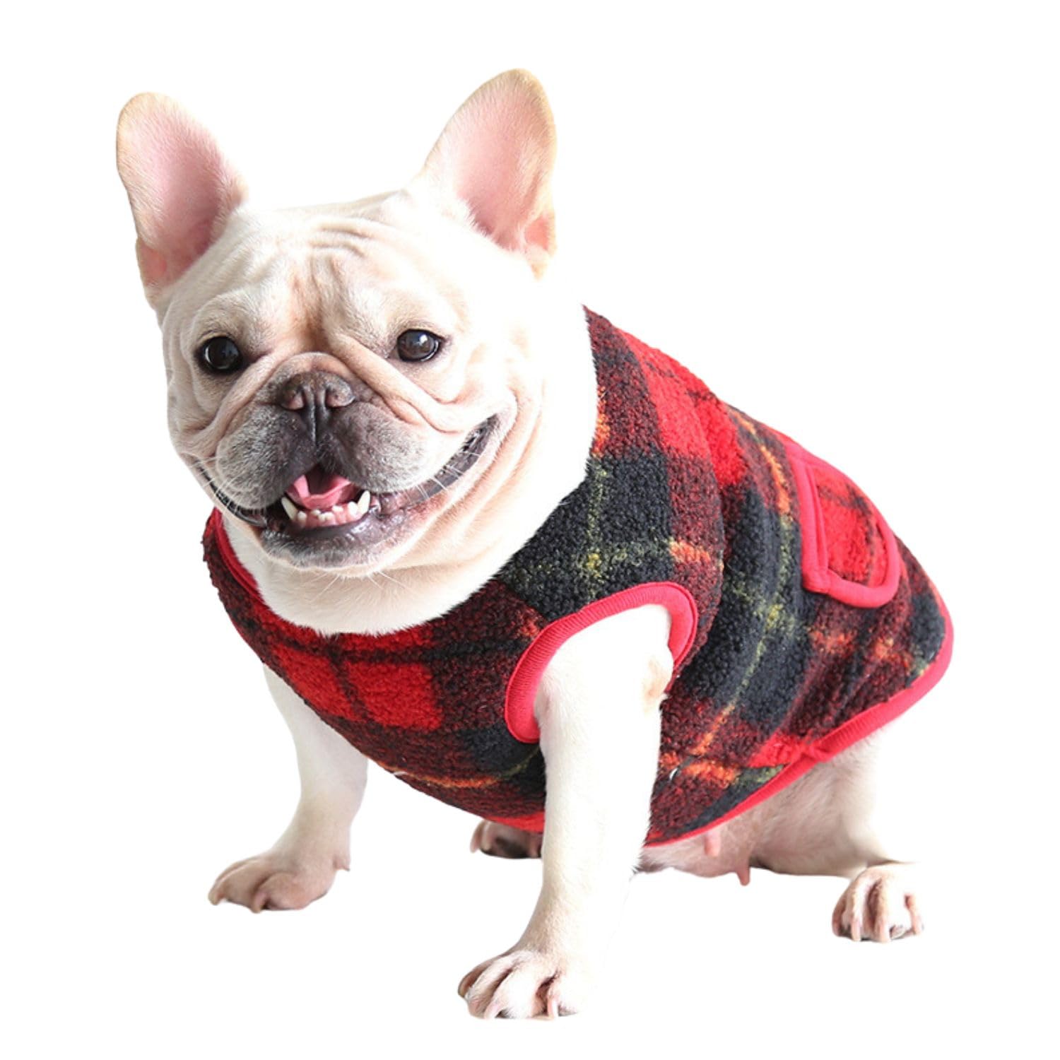 BT Bear Fat Dog Clothes,Dog Big Chest Polar Fleece Pet Winter Warm Coat Jacket for Cats Small Dogs Medium Dogs Pug French Bulldog (XXL,Red)
