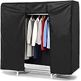 59" Garment Rack Cover,Clothes Closet Bag,Clothing Covers Hanging Rolling Only Portable Storage Zipper Rail Wardrobe Coat,Dustproof Cloth Bags Covering Fits Garmet Hanger Covers for Racks Suit Dress