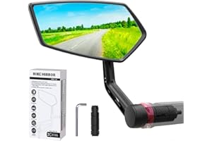 RBRL Bike Mirror Bar End Bike Mirror, Rotatable Bicycle Mirror, Automotive Grade Glass Bike Side Mirrors, Scratch Resistant E-Bike Universal Rearview Mirrors for Mountain bike (Left)
