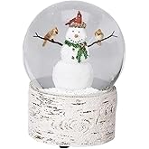 Snowman with Cardinal Friends 6 Inch Resin Musical Snowglobe Plays Holly Jolly Christmas