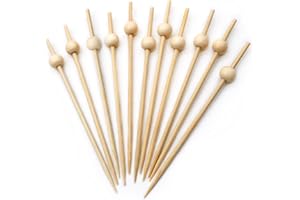 BLUE TOP 200PCS Wood Pearl Cocktail Picks for Drinks&Food, 4.7 Inch Fancy Decorative Cocktail Toothpicks Food Picks, Decorati