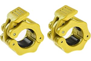 Hacuba Fitness 1 Inch Barbell Clamps - Quick Release Pair of Locking 1'' Diameter Standard Bar Weight Plates Collar Clips for Workout Weightlifting Fitness Training Bodybuilding (Yellow)