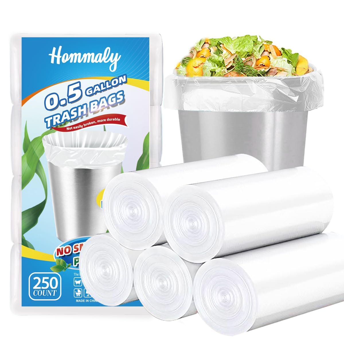 Photo 1 of 0.5 Gallon 250 pcs Mini Clear Trash Bags, Tiny Strong Garbage Bags,Small Plastic Bags for Desktop Trash Bin, Tiny Bathroom Trash Can Bin Liners,Mini Bags for Waste Basket Liner,Fit 2 Liters-Clear