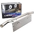 iJDMTOY Bull Bar Style Stainless Steel Front Bumper License Plate Mount Bracket Holder Compatible with Off-Road Lights, LED Work Lamps, LED Lighting Bars, etc (Chrome, Universal Fit)
