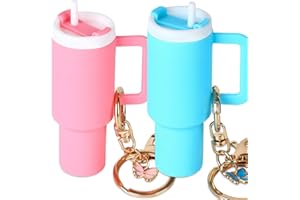 Pyotivol 2pcs Mini Tumbler Keychain for Stanley Cup Cute Chapstick Holder Key Chain Charms for Women Purse Handbag Backpack