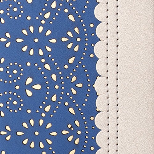 Homelove WWW iPhone XR Wallet Case, [Luxurious Romantic Carved Flower] Leather Wallet Case with [Inside Makeup Mirror] and [Kickstand Feature] for Apple iPhone XR Case (2018) Navy Blue