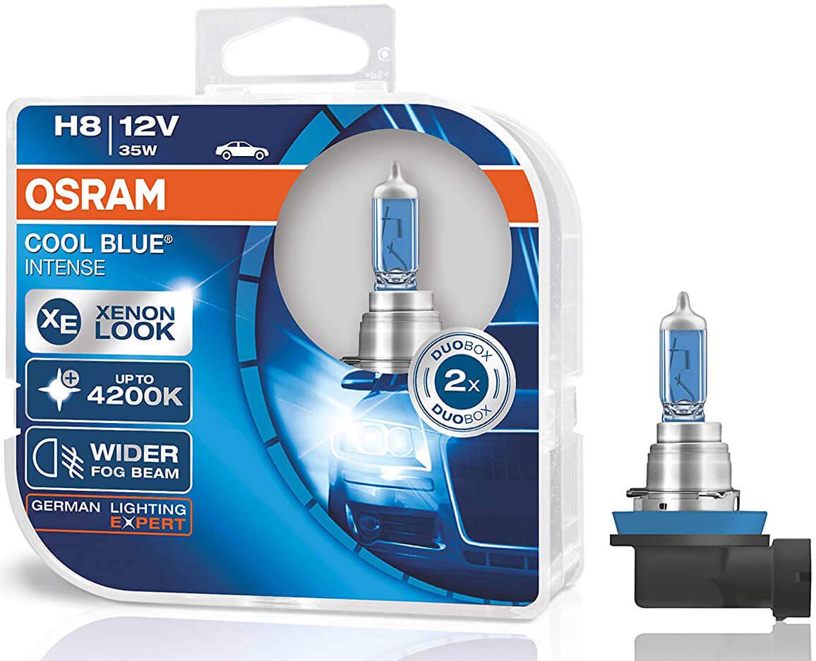 OSRAM COOL BLUE INTENSE H8, halogen headlamp, 64212CBI-HCB, 12 V passenger car, duobox (2 units)