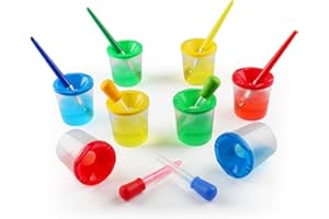 TOUHKAN Paint Brushes for Kids Paint Cups, Droppers for Kids, Spill Proof for for Toddlers, Plastic Liquid Dropper for Kids C