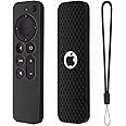 Silicone Cover for Apple TV 4K Siri Remote 2021, 2nd Gen Remote Control Case (Black)