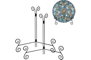 HEMYLU Plate Stands - 10 Inch Easel Stand for Decoration, Photos, Cookbooks & Albums - 2 Pack Black Metal Plate Holder