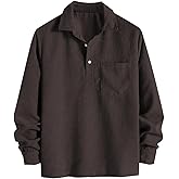 ZAFUL Men's Corduroy Shirts Solid Color 2025 Fall Half Button Long Sleeves Polo Shirt Casual Work Collared Shirt with Pocket