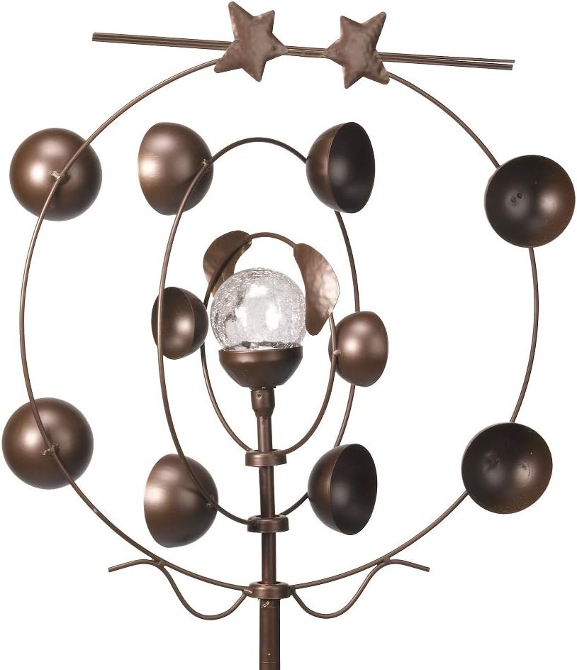 boreas wind spinner crackle ball globe light colour changing solar powered garden outdoors garden sculptures statues