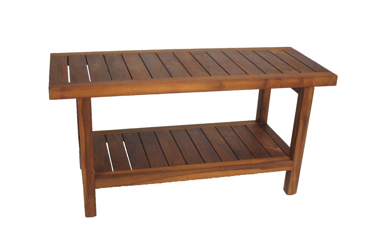 AquaTeak The Original 36" Spa Teak Shower Bench with Shelf