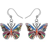 BONSNY Enamel Sweet Butterfly Gifts for Women Earrings Dangle Jewelry Novelty Funny Charms Accessories