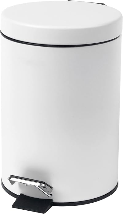 Beldray 3L Round Pedal Bin Stainless Steel Soft Close White 16.8x24cm