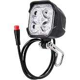 2 Pin Male Connector Electric Bicycle Headlight, 4Pcs LED 400 Lumens, 24V 36V 48V Compatible, Ebike Front Light for Night Riding