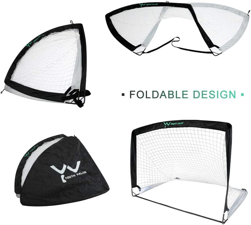 Youth Value Portable Soccer Goals, Instant Set-Up, Easy Fold-Up, 4'x3'x3', Set of 2 Soccer Goal Nets, Double Color Design : Sports & Outdoors
