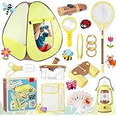 STEM Outdoor Exploration Kit for Kids Ages 3-12, 21PCS Bug Catcher Set with Pop-Up Tent Binoculars Magnifying Glass Camping Adventure Educational Toys Gift for Boys Girls Bug Catcher Kit for Toddlers