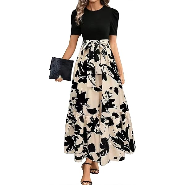 Women's Floral Print Wrap Maxi Dress – Sleeveless A-Line Dress For Summer, Business Casual, Black - View #5