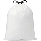 KASATODAY 30 Gallon Drawstring Trash Bags Commercial Garbage Bags, Extra Large Kitchen &amp; Commercial Liners, Extra Strong &amp; Leak-Proof, Unscented 50 Count White