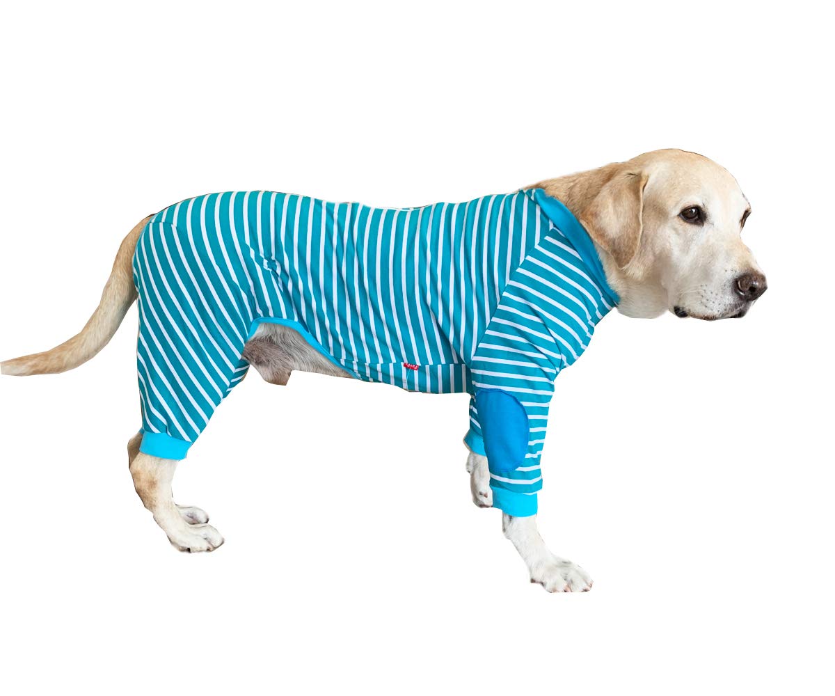 Large Dog Clothes, Protect Joints Anti-hair Four-legged Classic Striped Zipper Pet Pajamas Dog Jumpsuit For Medium Dogs Border Collie (Blue) โ image 1