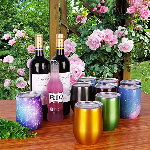 12 oz Insulated Stemless Glass,Stemless Wine Glass,Wine Tumbler, Exclusive for Home, Office,Perfect for Wine,Coffee, Drinks,Champagne,Cocktails