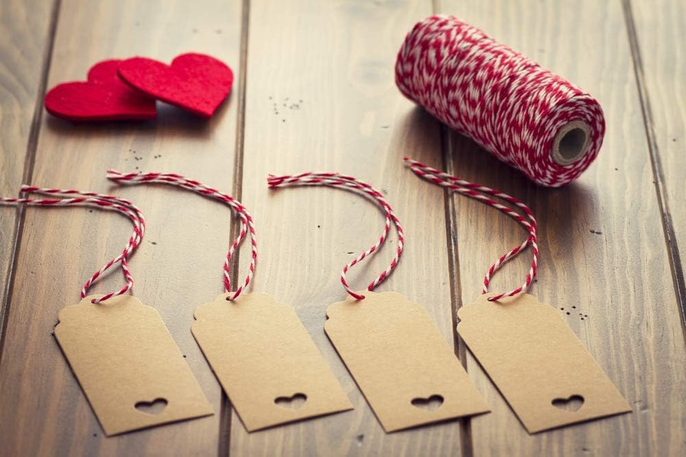 HOKI Cotton Bakers Twine Red & White 100M (328 Feet), Packing String, Durable Rope for Gardening, Decoration, Tying Cake and Pastry Boxes, DIY Crafts & Gift Wrapping, for Art and Craft : Office Products