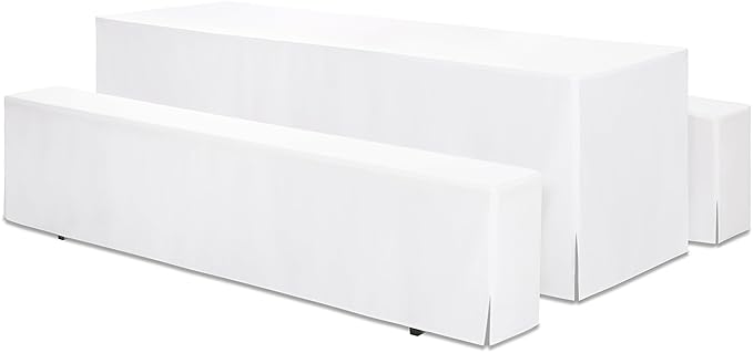 Hussenkönig Hussen für Bierzeltgarnitur Biertisch-Hussen Bierbank-Hussen 3 TLG Hussen Set für 70cm Festzeltgarnitur Weiß