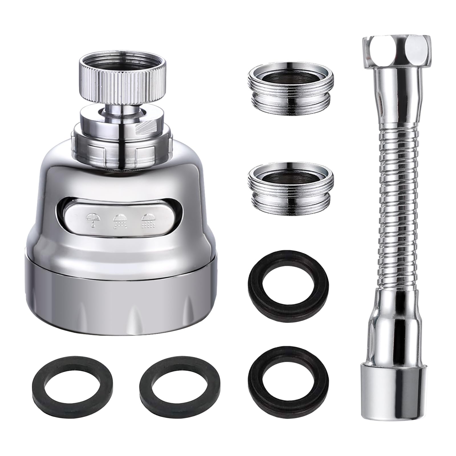 Kitchen Tap Spray Head,Tap Aerator 360 Swivel for 21.5mm and 24mm Faucet: Faucet Sprayer Attachment Avoids Water Splash with 3 Modes Adjustment, Save Water and Easy to Install