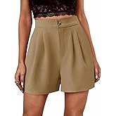 Febriajuce Women High Waisted Dressy Shorts Wide Leg Summer Casual Flare Short Pants with Pockets
