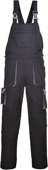 Portwest TX12 Texo Contrast Bib and Brace Overalls Mens Black M