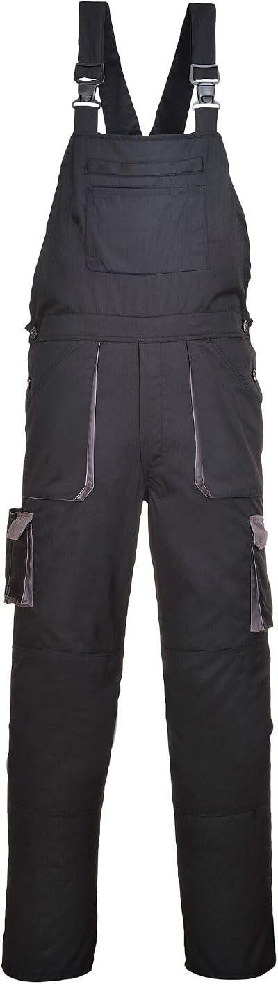 Portwest TX12 Texo Contrast Bib and Brace Overalls Mens Black M