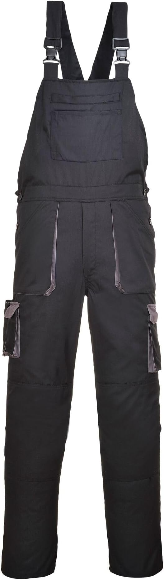 Portwest TX12 Texo Contrast Bib and Brace Overalls Mens Black M
