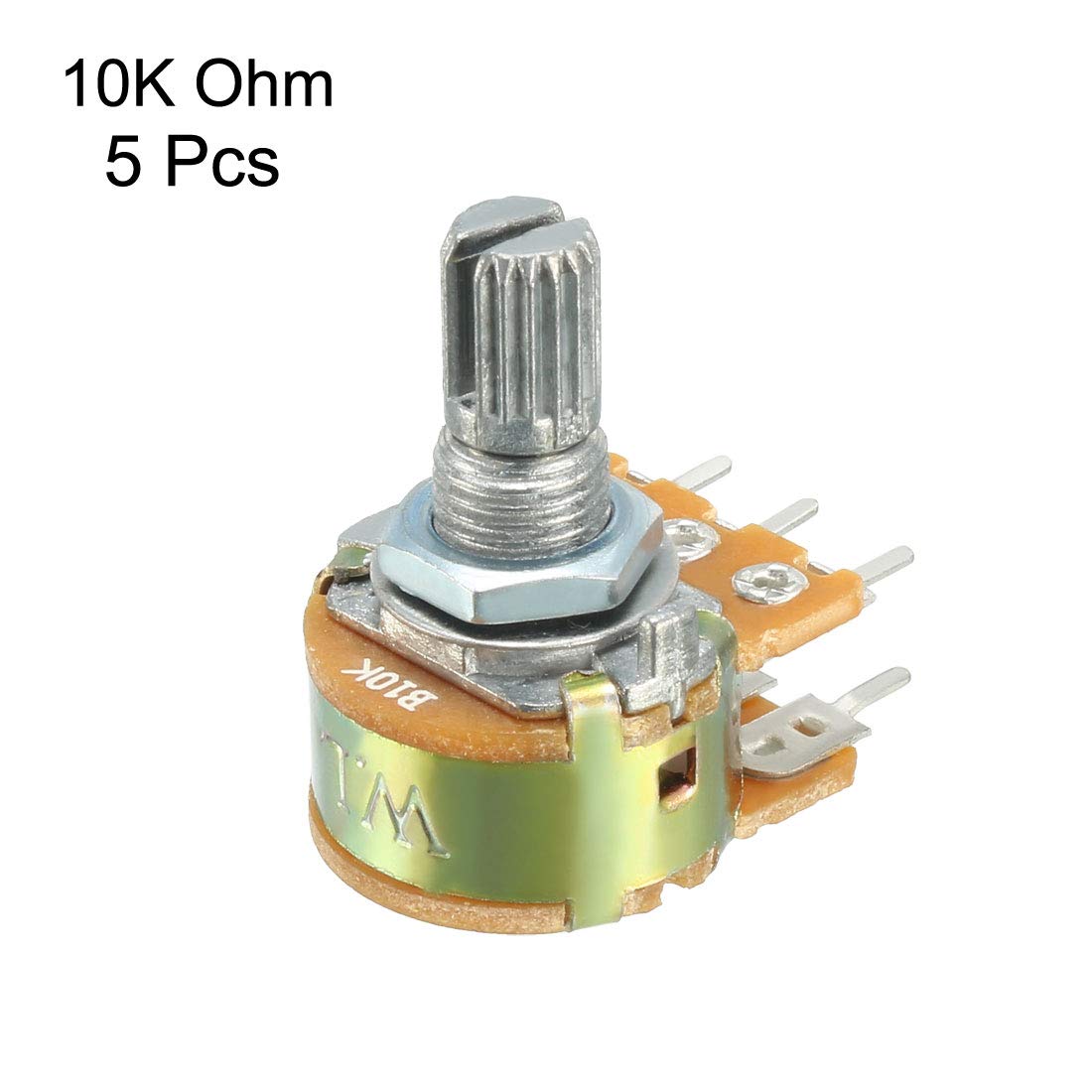 Confezione di 10) WH148 Potenziometro orizzontale a singolo giro a 5 pin con interruttore B1M 1M Ohm Resistori variabili Albero zigrinato da 15 mm Cappucci manopola in lega di alluminio Confezione di 10) WH148 Potenziometro orizzontale a singolo giro a 5 pin con interruttore B1M 1M Ohm Resistori variabili Albero zigrinato da 15 mm Cappucci manopola in lega di alluminio