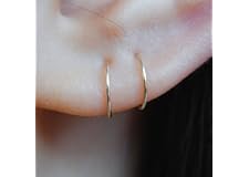 14K Gold Filled Small Hoop Earrings for Cartilage Nose, Tiny Thin 7mm Piercing Hoop Ring 22 Gauge