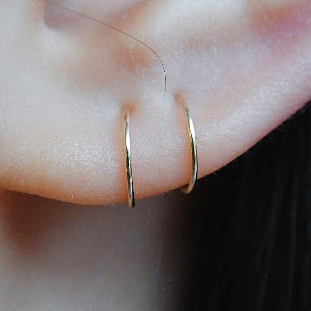 14K Gold Filled Small Hoop Earrings for Cartilage Nose Tiny Thin 7mm  | amzdealz