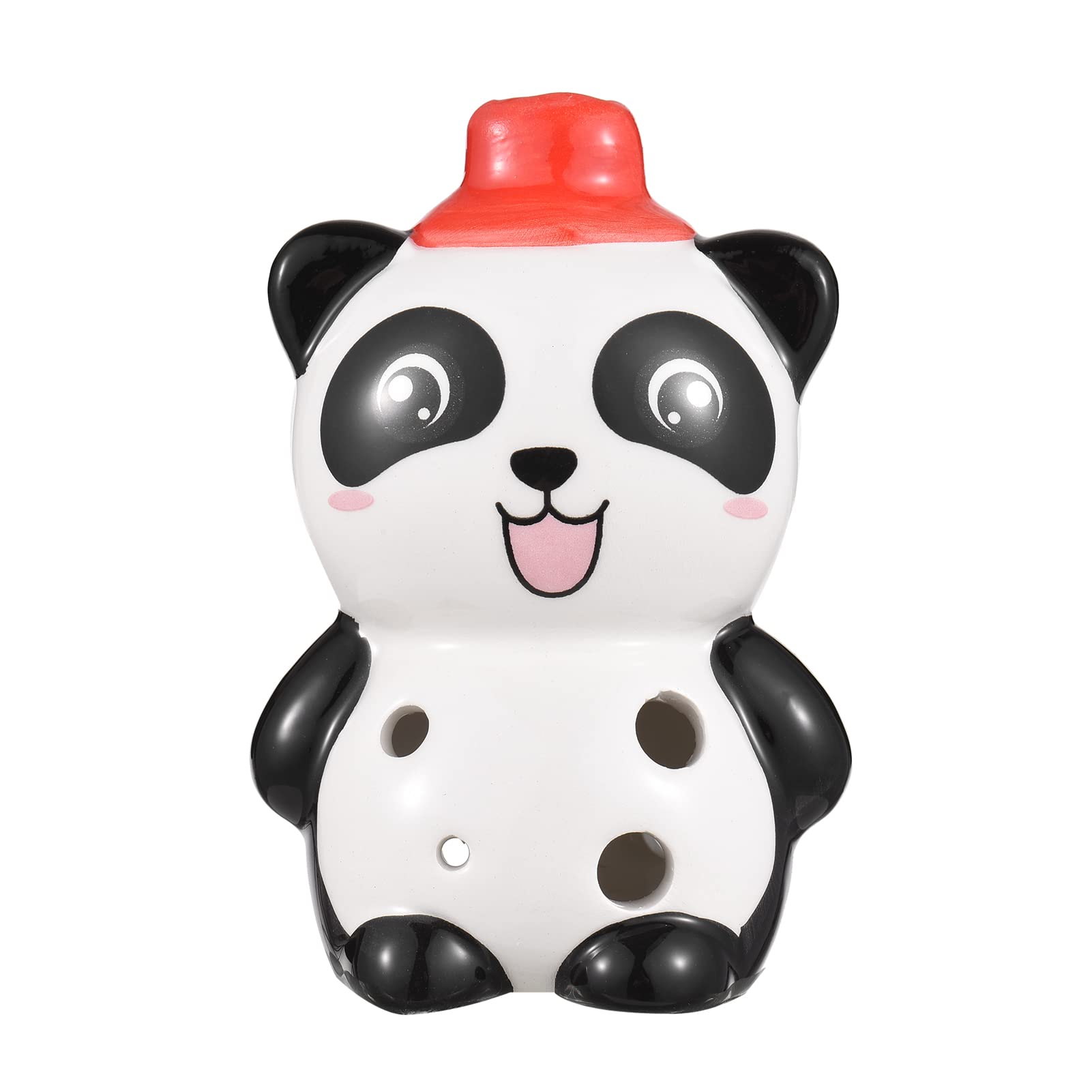 Ceramic Ocarina Instrument with 6 Holes, Cartoon Design for Beginners and Children, Includes Sheet Music for 5 Simple Songs (Black)