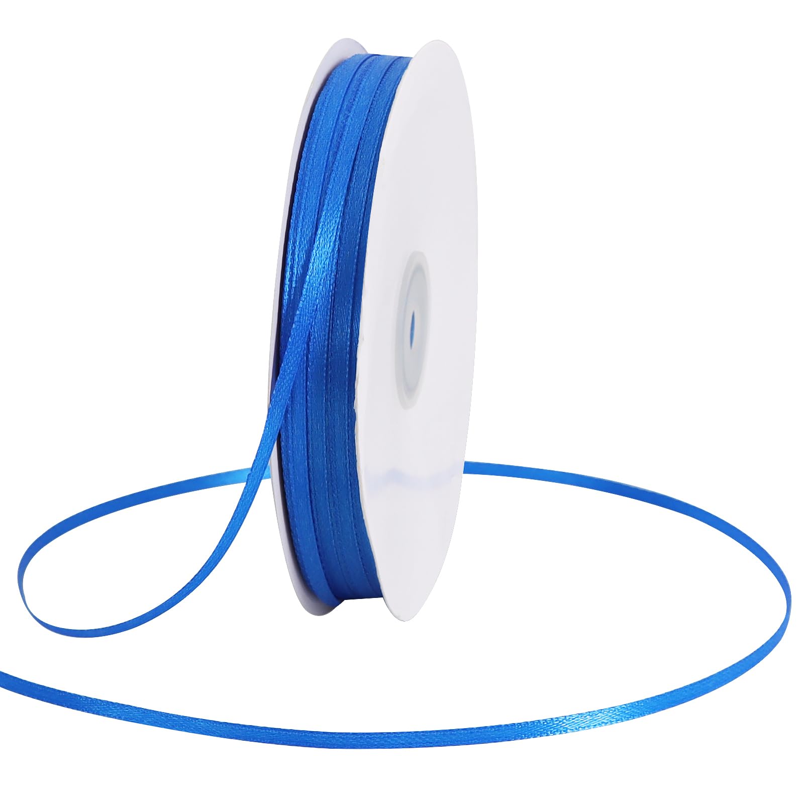 3mm x 183 m Royal Blue Thin Solid Satin Ribbon Spool Double Face Woven Polyester Fabric Ribbons for Crafts Hanging Tags Invitation Card Balloons Bouquet Hair Gift Wrapping Party Decoration