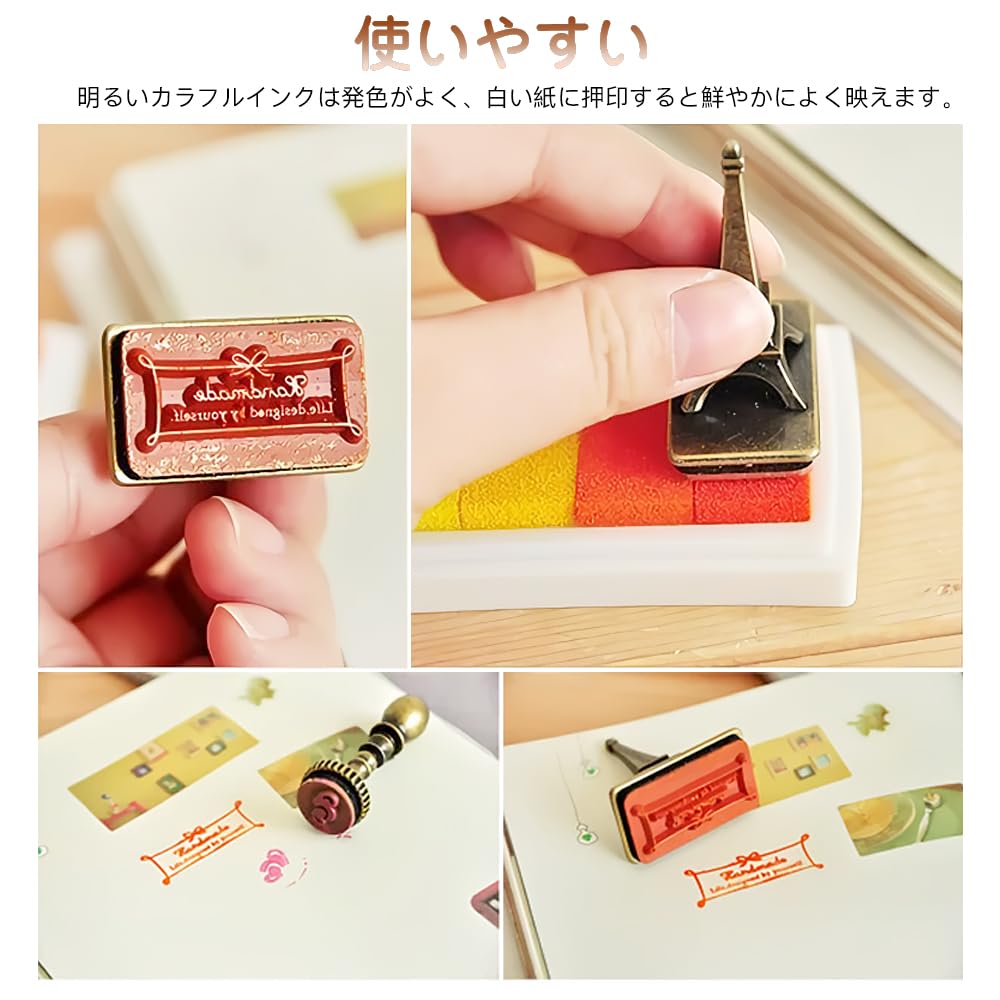 Samcos Stamp Stand, Set of 6 Colorful Ink DIY Handmade Message Card New Year's Greeting Card Finger Painting Hanko Christmas Celebration