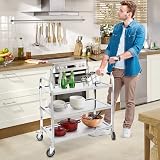Nisorpa 3 Tier Stainless Steel Catering Trolley 750x400x835MM with Locking view 2